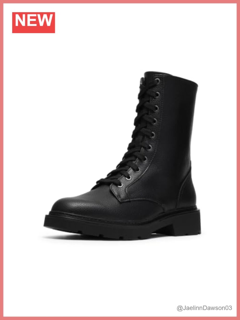 Women's Mid-Calf Lace-Up Boots with Side Zip - Faux Leather Fall Boots